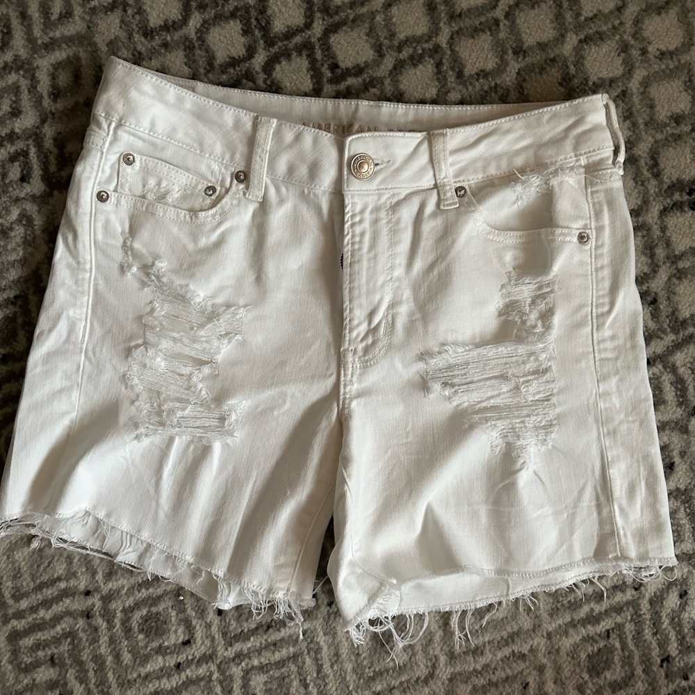 American Eagle Outfitters white jean shorts, size 10.